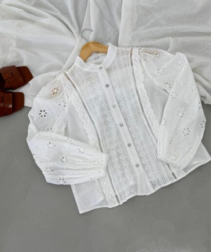 CAMISA BRODERIE CON GALONES (IMPORTADO)