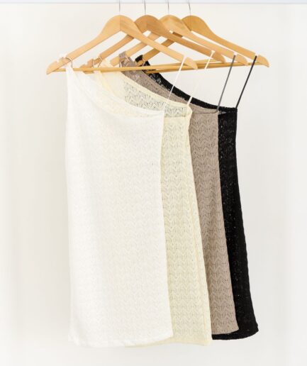 VESTIDO UN HOMBRO CROCHET CON HEBILLA