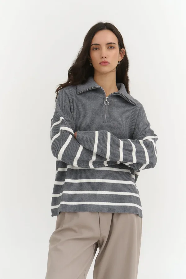 SWEATER BREMER RAYADO CON CIERRE