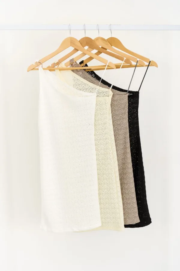 VESTIDO UN HOMBRO CROCHET CON HEBILLA
