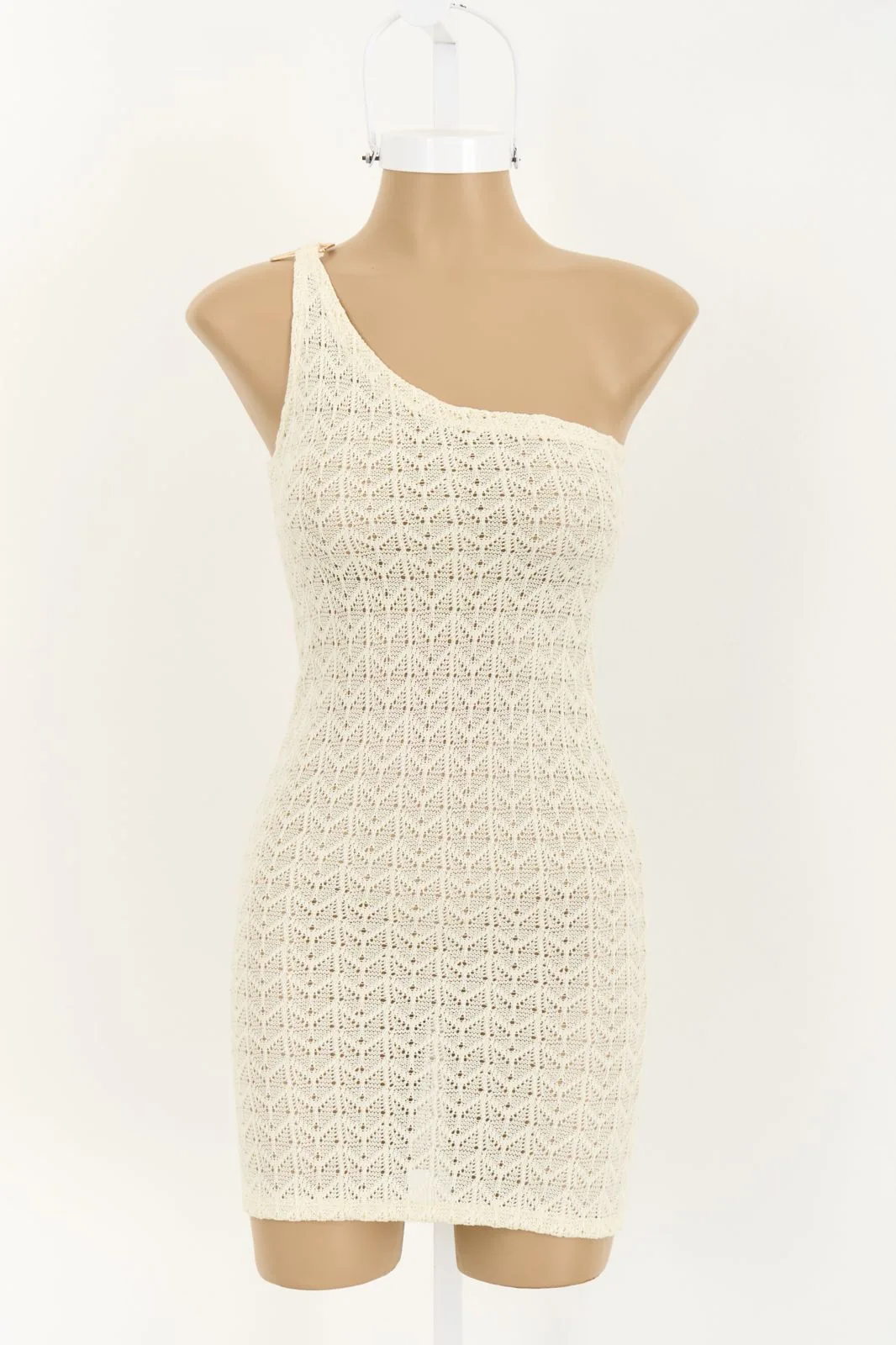 VESTIDO UN HOMBRO CROCHET CON HEBILLA - Imagen 4