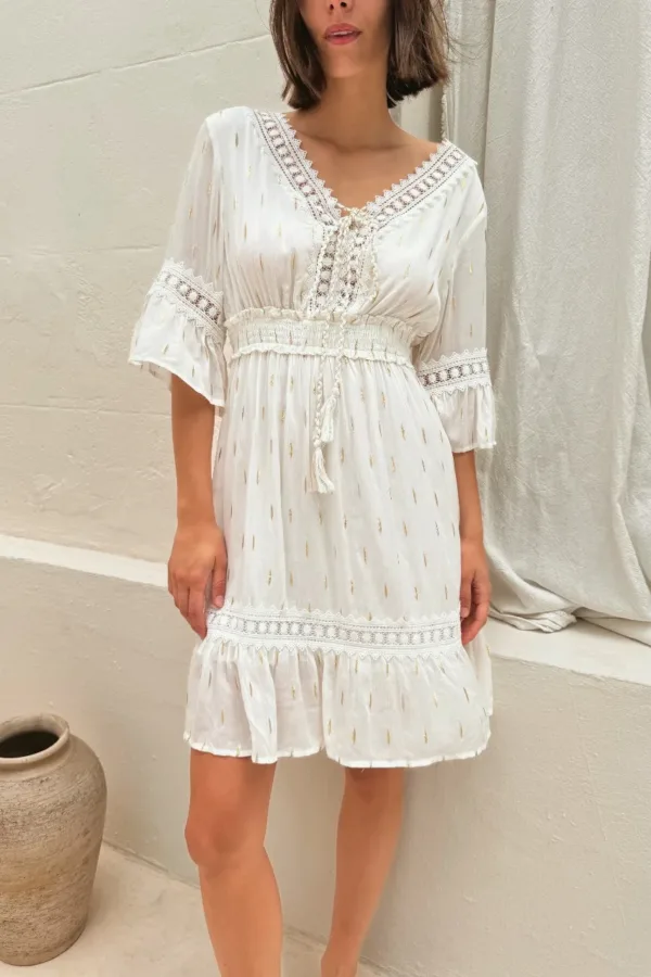 VESTIDO PUNTILLA CON CORDON (IMPORTADO)