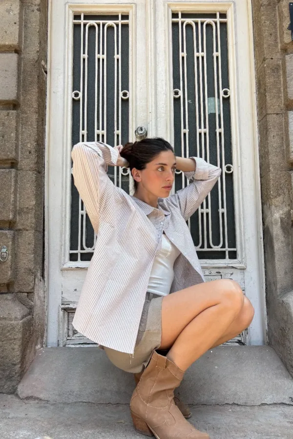 CAMISA OVER RAYA FINA
