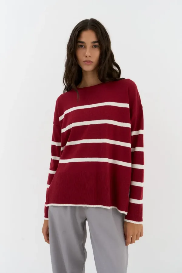 SWEATER BREMER SIMPLE RAYADO CON TAJO