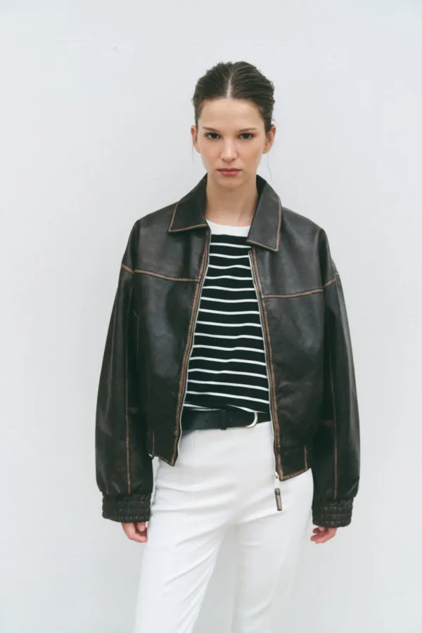 CAMPERA OVER CUERINA GASTADO